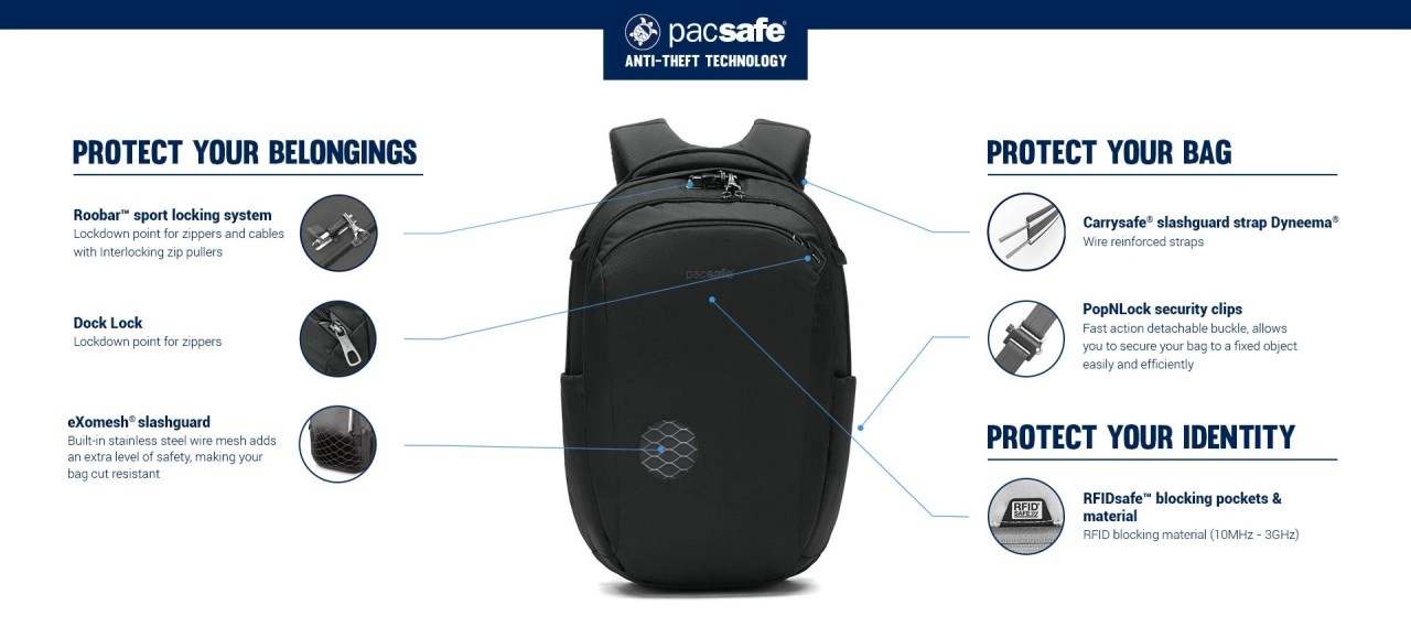Pacsafe V 26L anti-theft tour backpack V 防盜旅行後背包 26L (多色) 