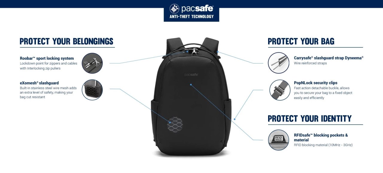 Pacsafe V 16L anti-theft all-around backpack V 防盜旅行後背包 16L (多色) 