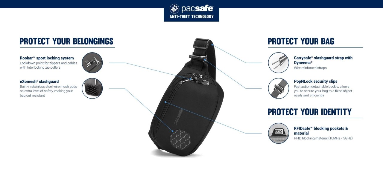 Pacsafe V anti-theft hip pack V 防盜探險胸腰包 4L (多色) 