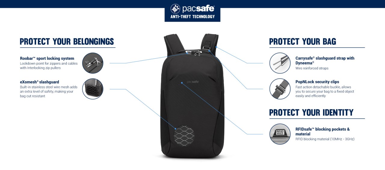 Pacsafe Vibe 20L anti-theft backpack Vibe 20L 防盜探險後背包 (多色)