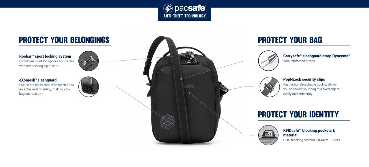 Pacsafe V anti-theft companion crossbody V 防盜多功能斜背包 5L (多色) 