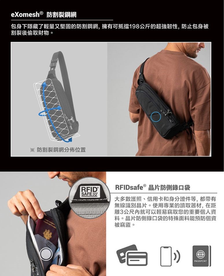 Pacsafe V Anti-theft Action Sling Pack V Action 防盜側背包 胸背包 2.5L (多色) 