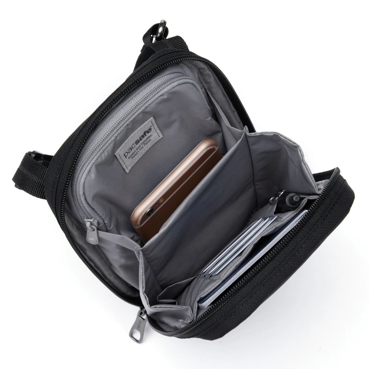 Pacsafe RFIDsafe™ RFID blocking tech crossbody RFIDsafe 多功能斜背小包 1L
