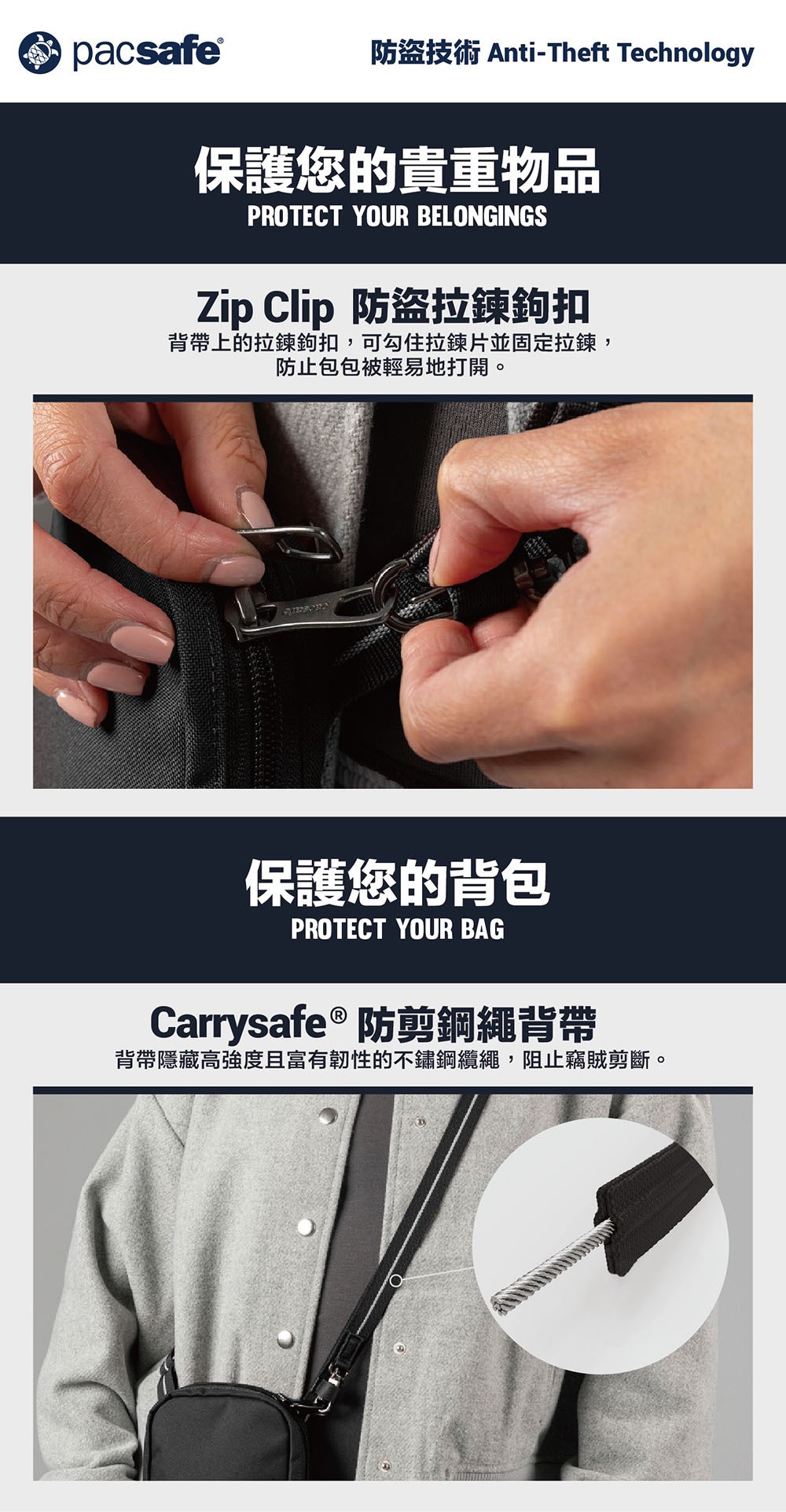 Pacsafe RFIDsafe™ RFID blocking tech crossbody RFIDsafe 多功能斜背小包 1L