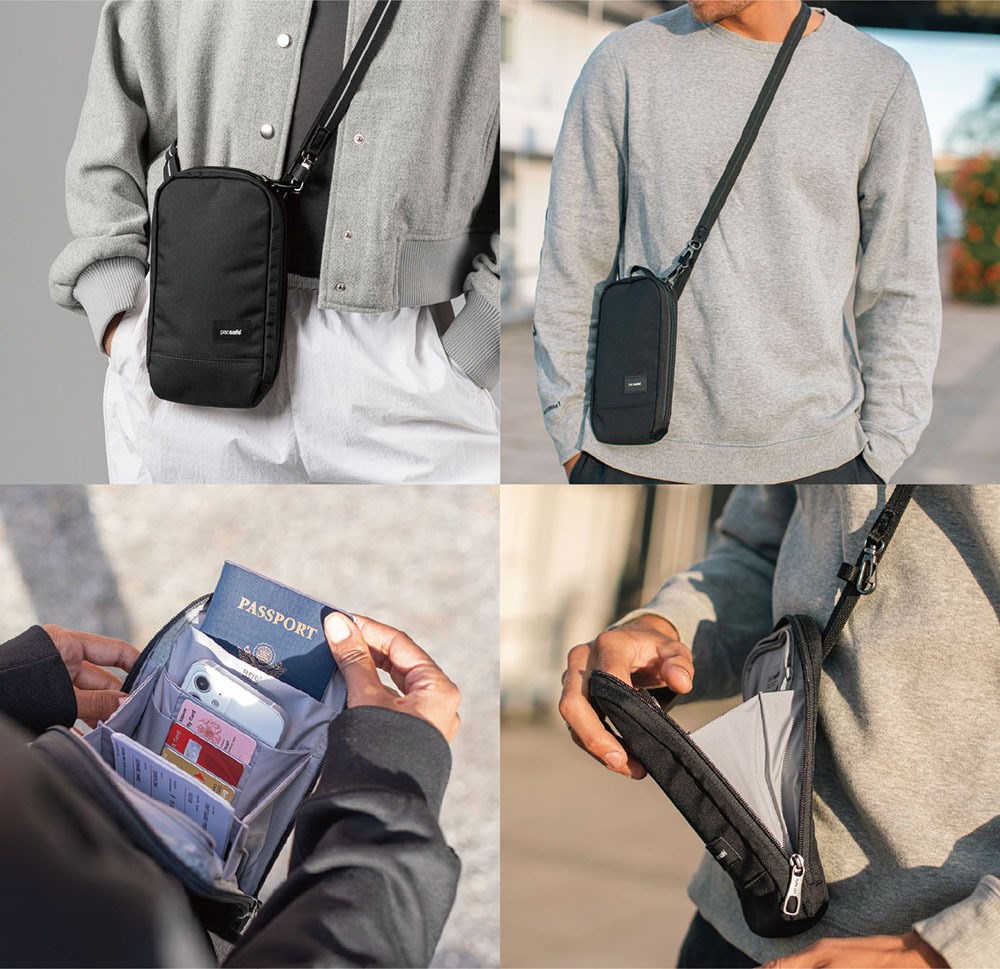 Pacsafe RFIDsafe™ RFID blocking tech crossbody RFIDsafe 多功能斜背小包 1L